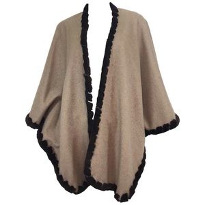 Authentic Loro Piana Cashmere Cape with Fur Trim